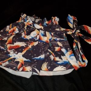 Stork bird space blackmilk flowy shorts rare M